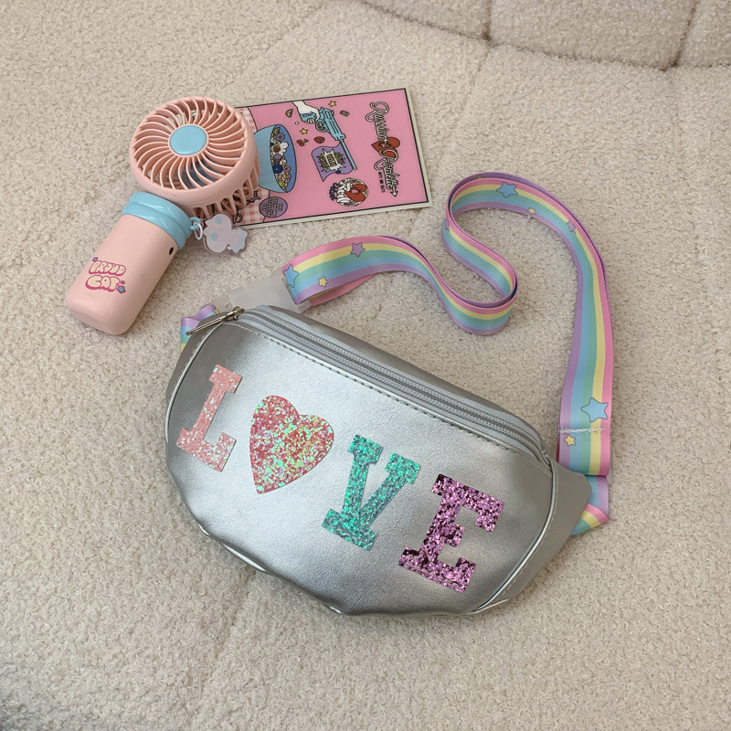 2025 nuevo bolso para niños letras de estilo extranjero, bolso de moda de sequillas para bebés, bolso de pecho popular coreano para niños y niñas