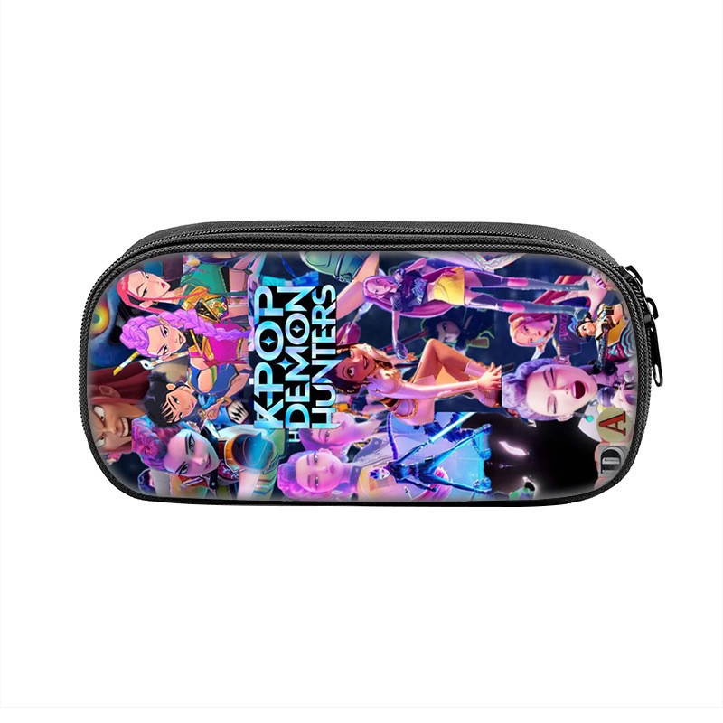 国境を越えた新製品 Huntrix Kpop プリント周辺ペンバッグ ハンター魔女グループ 小中学生鉛筆文具箱|undefined