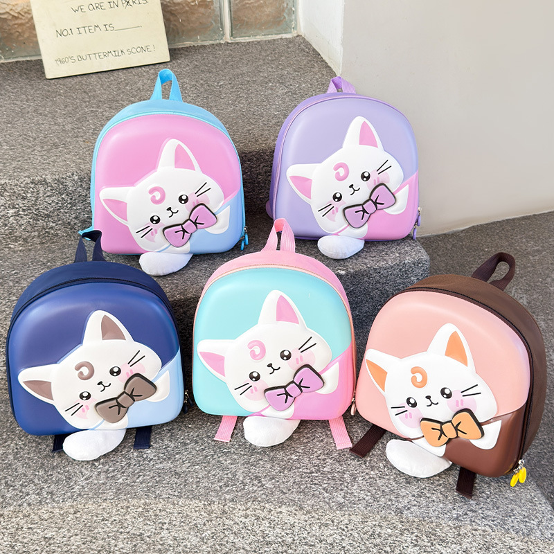 Mochila de dibujos animados para niños y niñas, linda y sonora, gran cola, gato, mochila de bebé, nueva mochila de huevo para niños