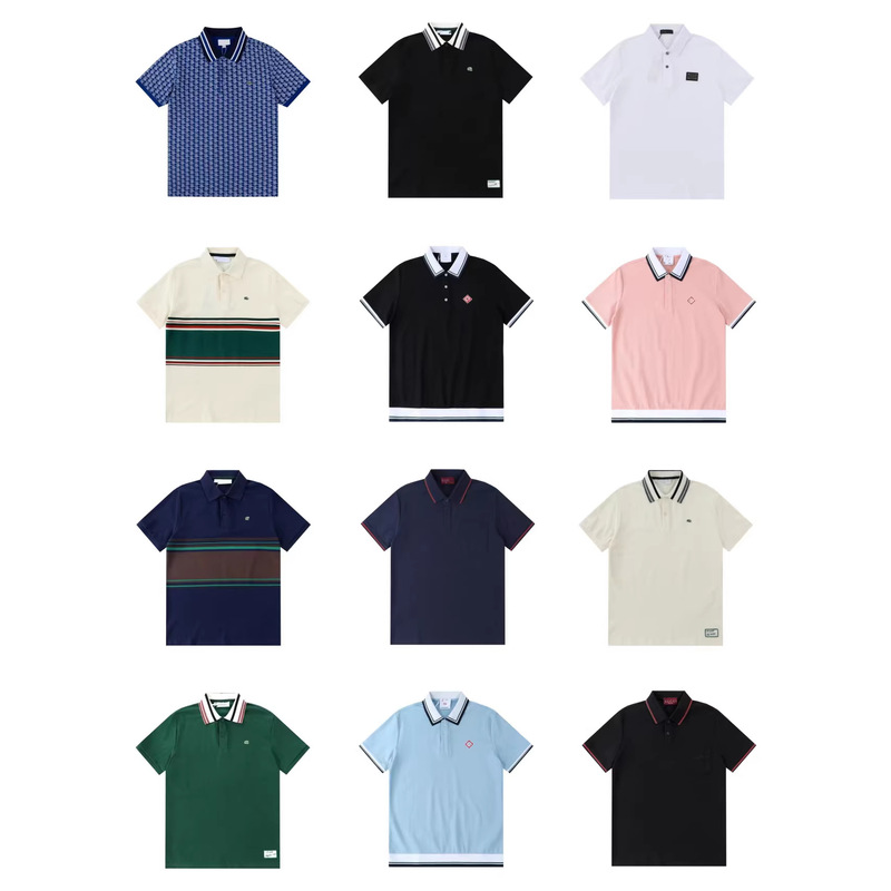 New European and American Ancient GU Full Yin Qi CCI Velcro Short Sleeve Internet Popular INS Lapel Fashion Clothes Men's and Women's Top