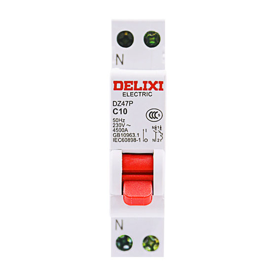 Delixi air-opening circuit breaker 1P + N double-in double-out DZ47P household single-phase Air-opening small air switch 40A