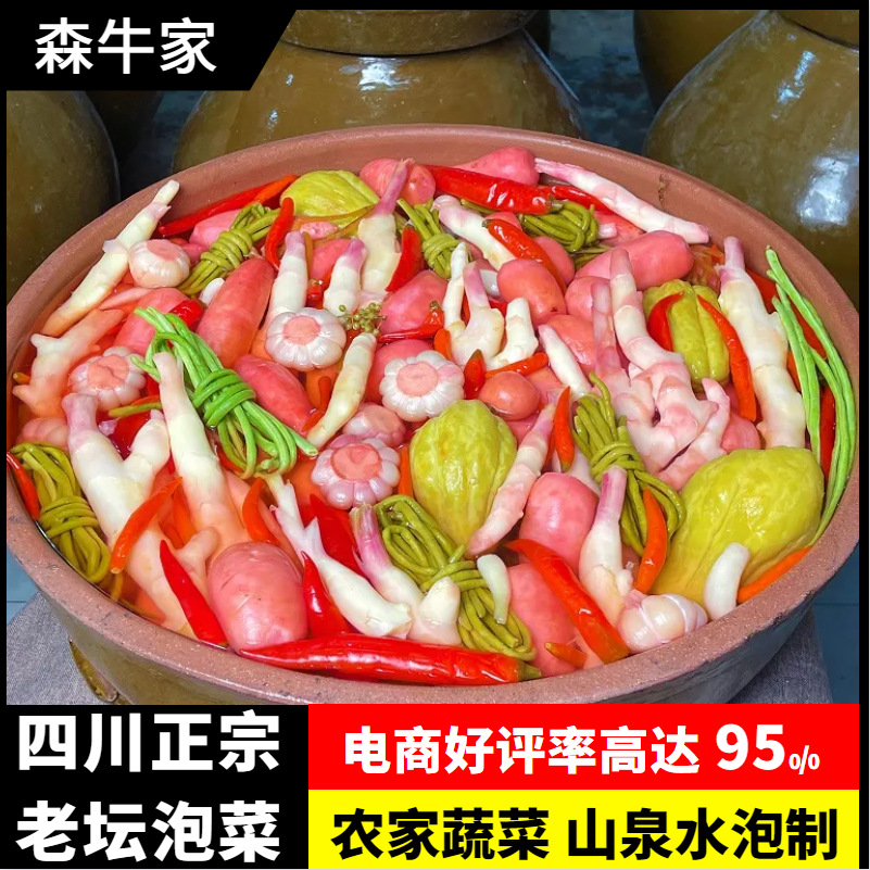 森牛家四川特色农家正宗老坛泡菜酸辣泡红萝卜仔姜大蒜豇豆下饭菜