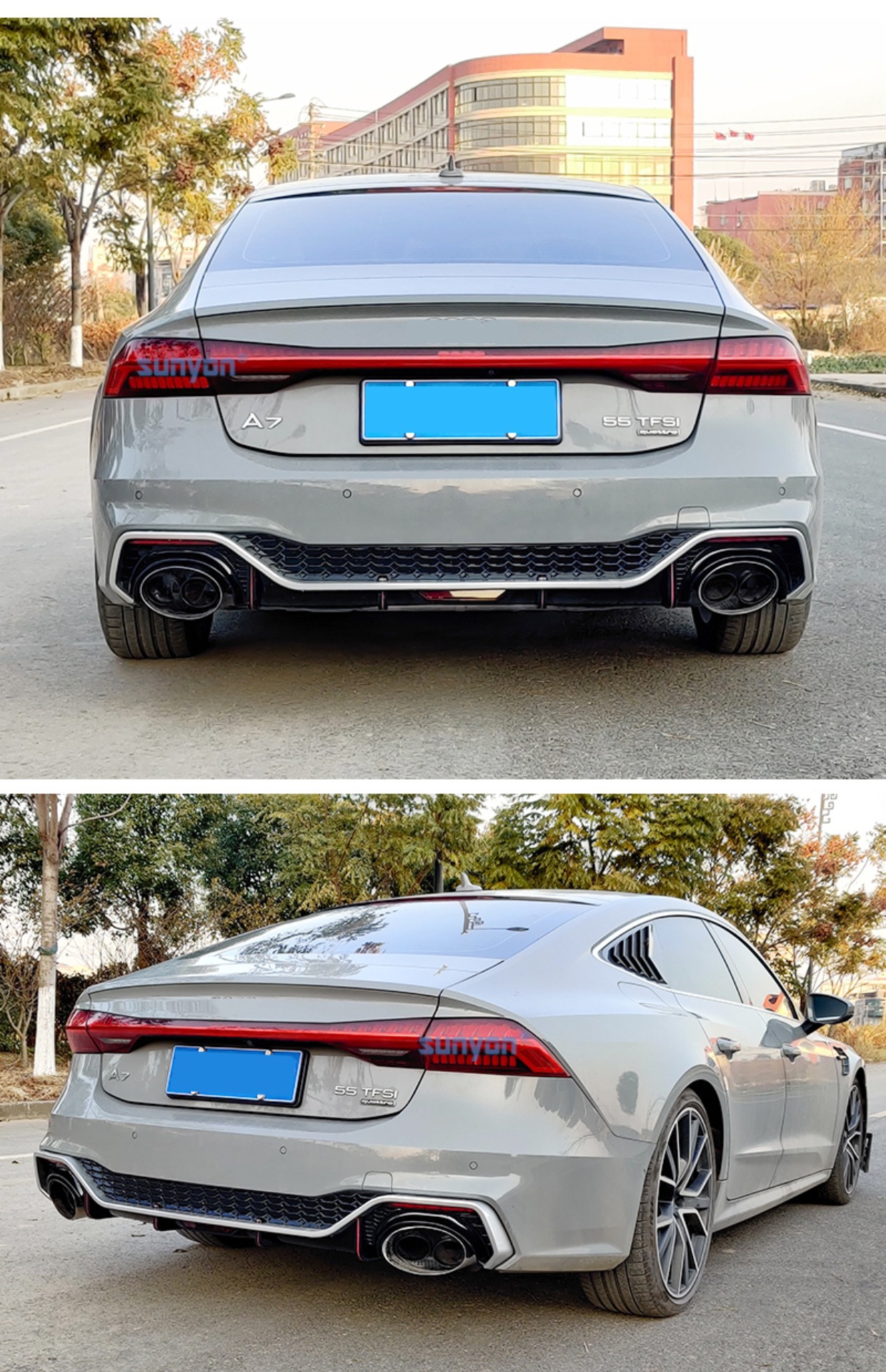 09-24 A7 modified RS7 large surround upgrade S7 front and rear bumper side skirt tail lip tremella for Audi A7 wholesale