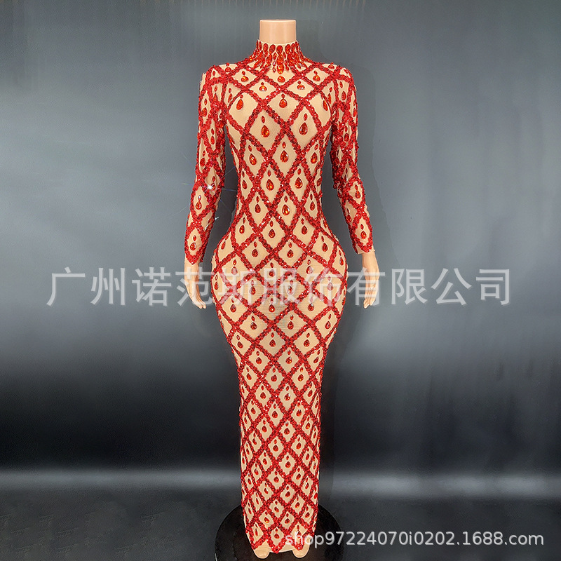 Novance plus size red diamond dress sexy homecoming dress designer birthday party