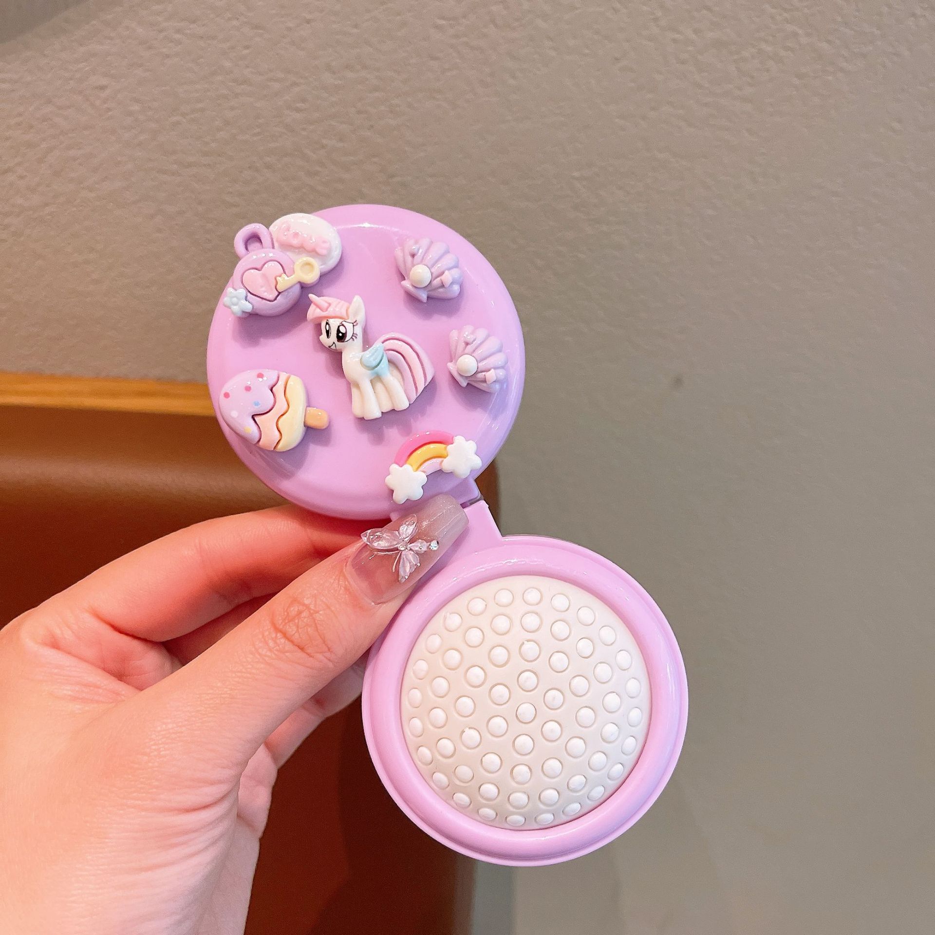 Hermoso portátil plegable airbag masaje pein pequeño espejo de pein todo en uno mini airbag para mujeres