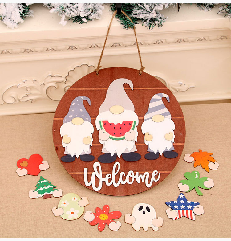 Fashioon Christmas Wooden Diy Replaceable Door Pendant Wholesale display picture 5