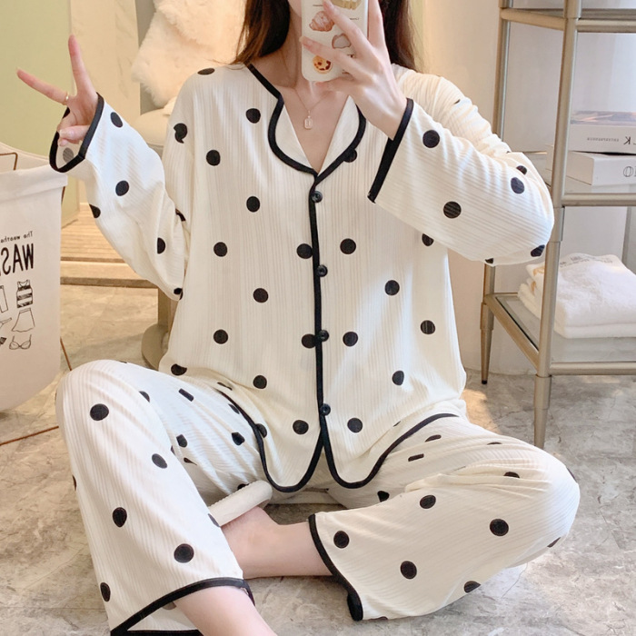 Pijamas de comercio exterior de las mujeres de manga larga cardigan melocotón corazón oso solapa pequeña ropa de hogar fresca traje de dos piezas transfronteriza mujeres lindas