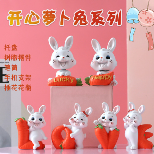 New cute rabbit doll living room home TV cabinet wine cabinet decoration crafts resin ornaments creative gifts