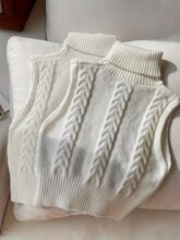 E 33689 High Neck Sleeves Knit Vest ���Iᘿ��R�� �羳