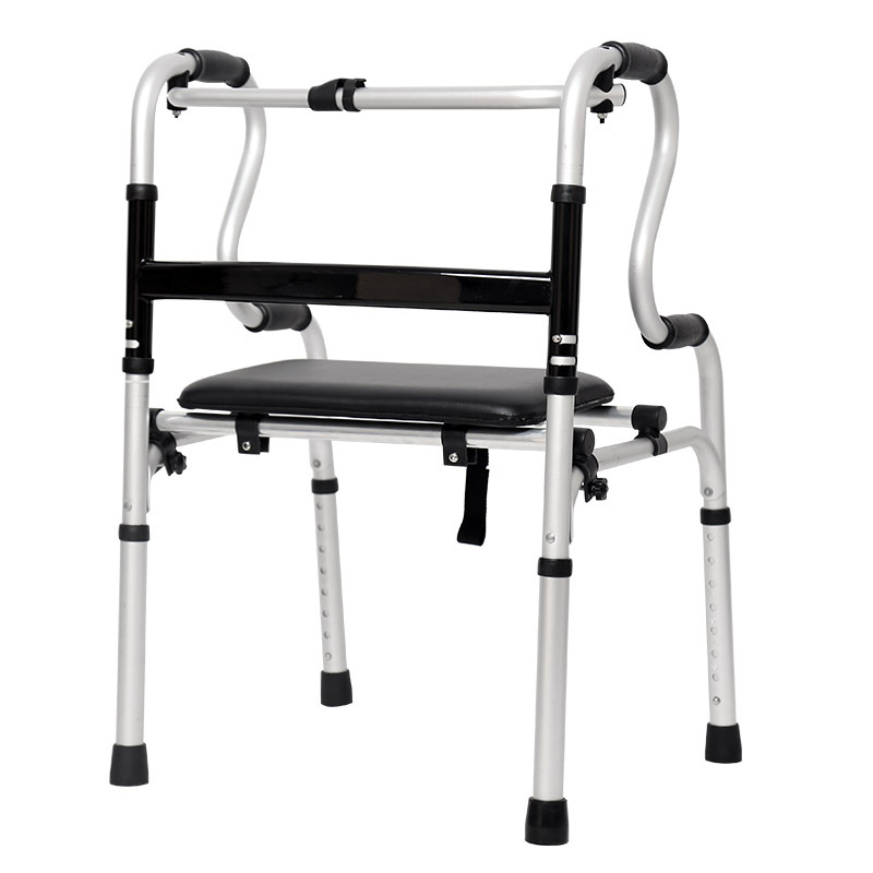 Asistente para caminar para personas mayores Dispositivo de asistencia para caminar de aleación de aluminio con inodoro con orinal, ruedas ajustables con asiento plegable