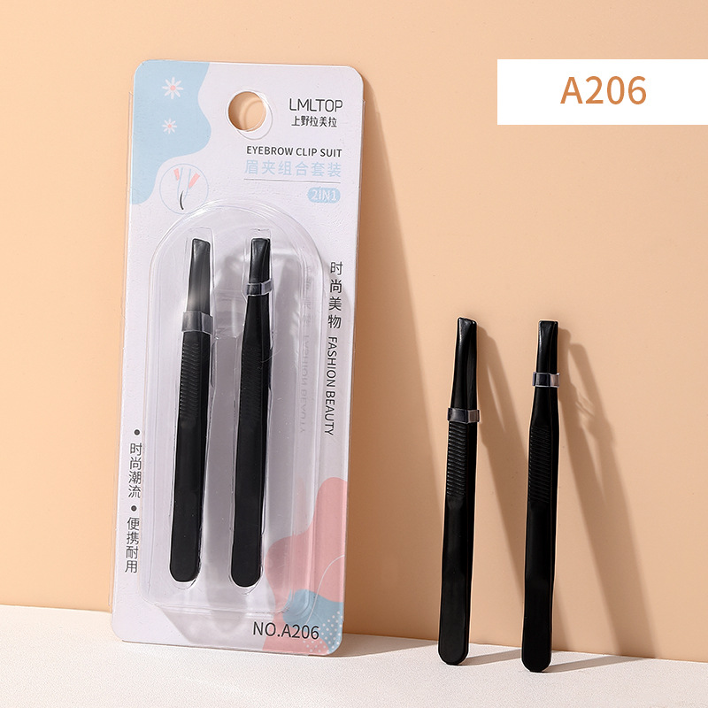 Clip para cejas de acero inoxidable LMLTOP, boca oblicua, pinzas para cejas planas, pinzas para depilarse, clips auxiliares para pestañas postizas, una variedad de colecciones
