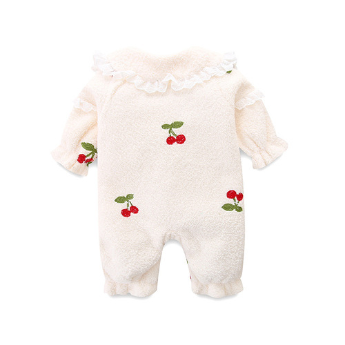 idea winter velvet warm clothes for baby girls newborn baby long-sleeved plush thickened jumpsuit winter clothing 2376