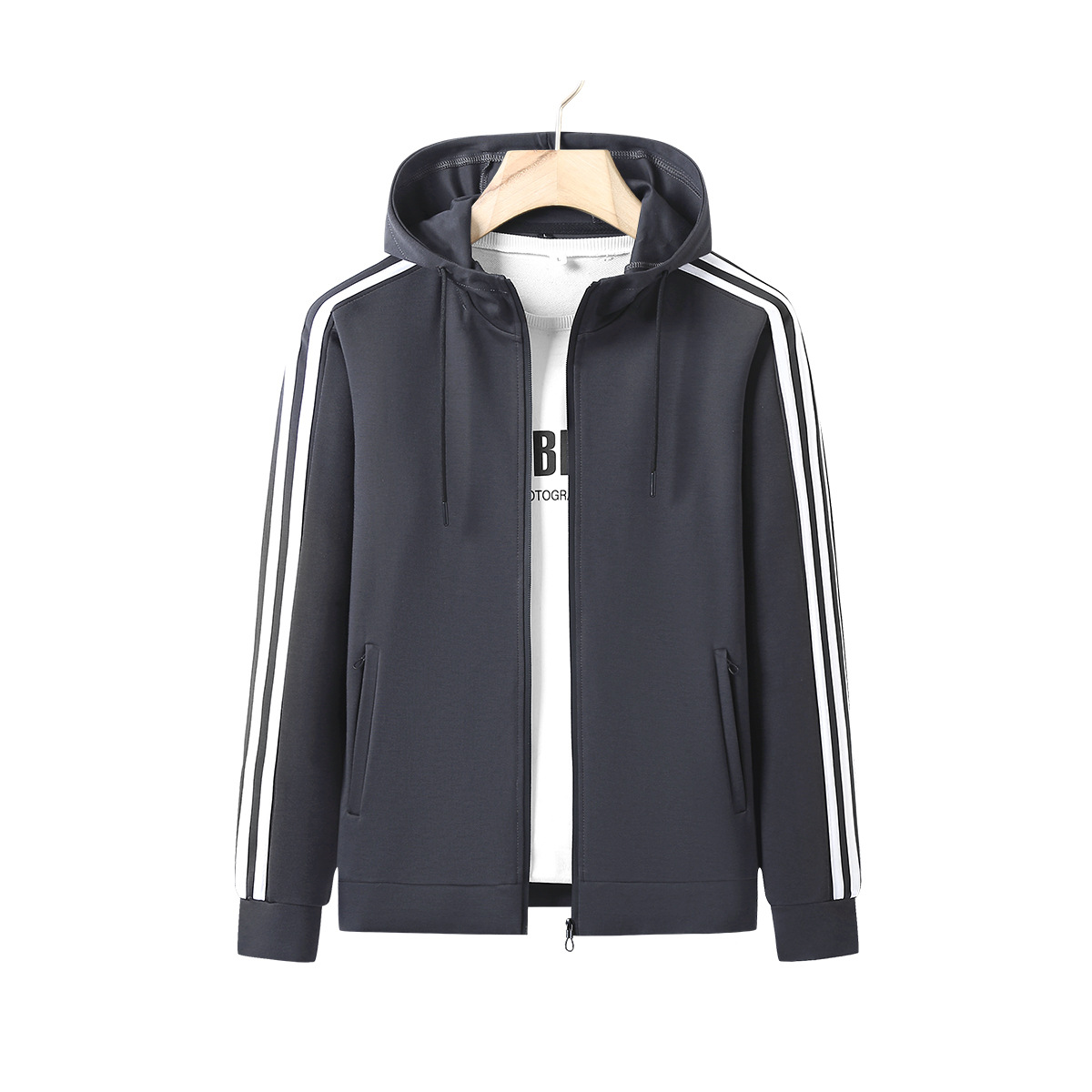Primavera y otoño transfronterizos nuevos cardigans hombre chaqueta casual con capuzas jóvenes de mediana edad multifuncional chaqueta deportiva image 4