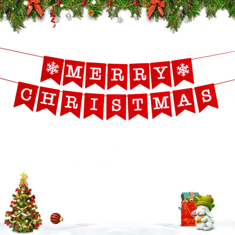 欧米のクリスマスmerry christmasの場所には、紙の旗を飾るクリスマスの楽しい横断幕が飾られている|undefined