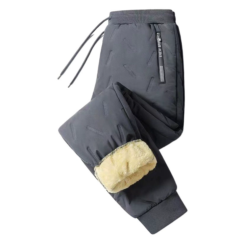 Зимние утолщенные теплые мужские брюки из овечьего флиса на флисовой подкладке, универсальные Новое поступление, ветрозащитные пуховые штаны больших размеров для папы