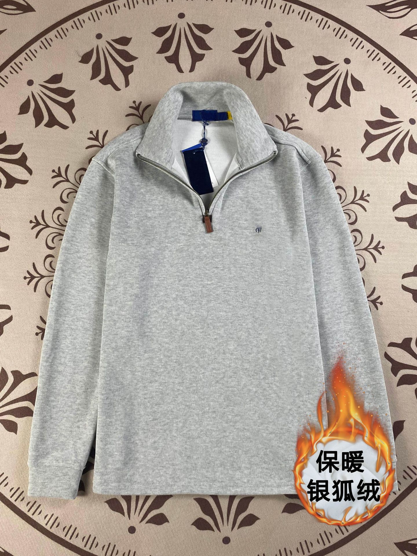 Ralph Lauren Half-Zip Sweatshirt Logo Grey