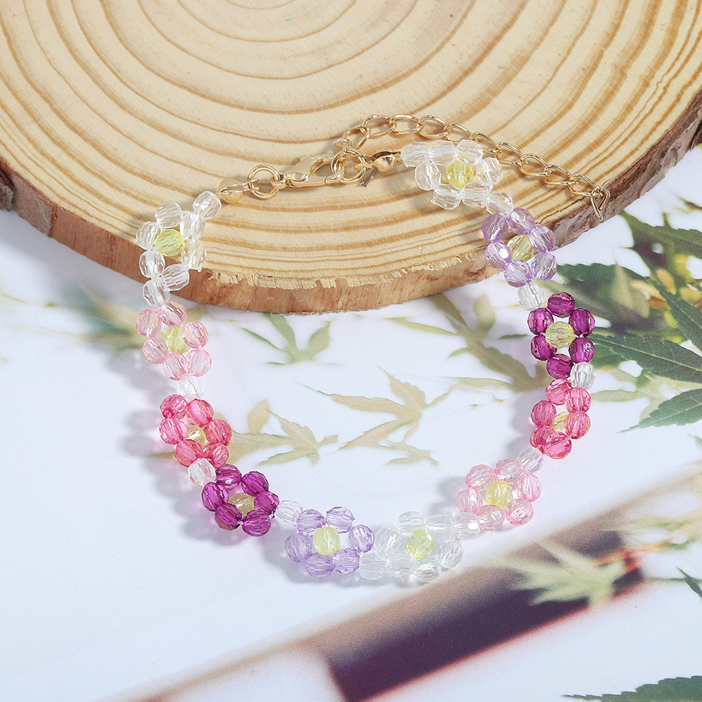 Sommer Handgewebtes Kristallblumen-halsketten-armband-set display picture 4