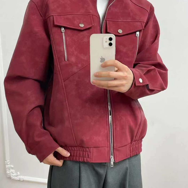 男式夹克春秋新款潮流时尚皮夹克青少年机车服立领皮衣外套|undefined