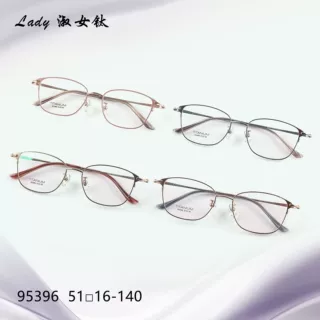 军达纯钛蝴蝶框女士眼镜近视可配度数防蓝光眼镜框高级感95396