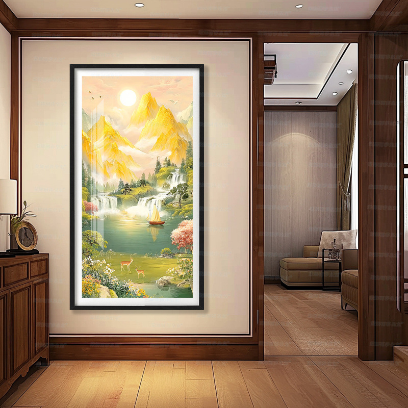 [Algodón importado] Mona Lisa Royal Crosspoint Sunshine Jinshan un paisaje clásico de bordado decorativo