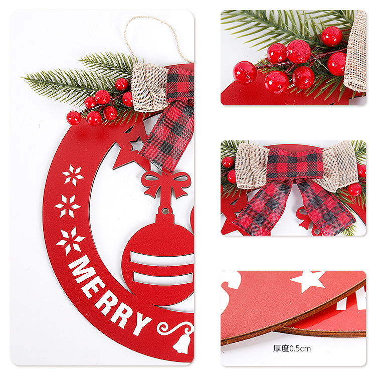 Nueva Navidad hueco decoración de madera colgante redondo artesanías de madera alce campana decoraciones del árbol de Navidad