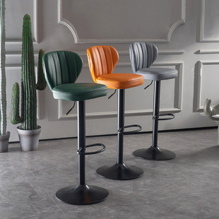 J^ Bar Stool with Adjustable Height, Swivel, Wrought Iron High Stool, Light Luxury Modern Minimalist Home Use with Backrest, Stylish Bar Stool