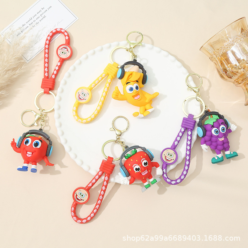 Hot Selling Creative Cartoon Cute Music Fruit Series Keychain Bag Pendant Jewelry Pendant Accessories Wholesale