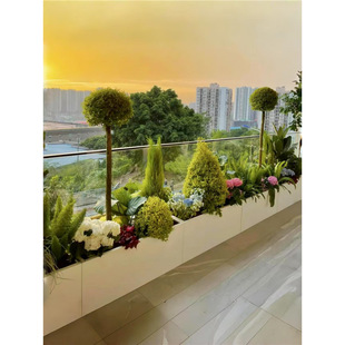 Outdoor Flower Box Balcony Planting Box Square Commercial Street Rectangular Flower Pot Iron Finished Flower Bed