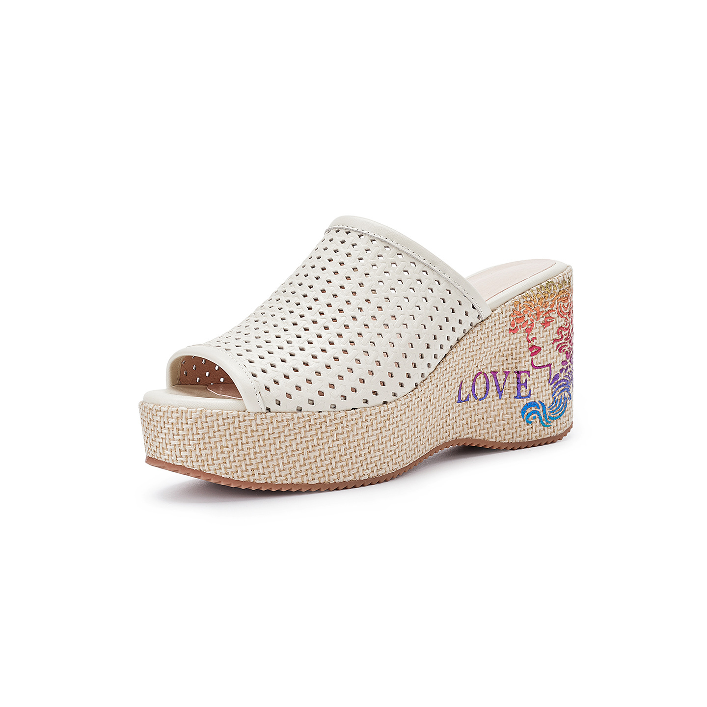 Sandal nữ quai ngang đế xuồng bện rơm, gót cao 5 cm, mũi hở thoáng khí — màu be, màu đen chi tiết 13