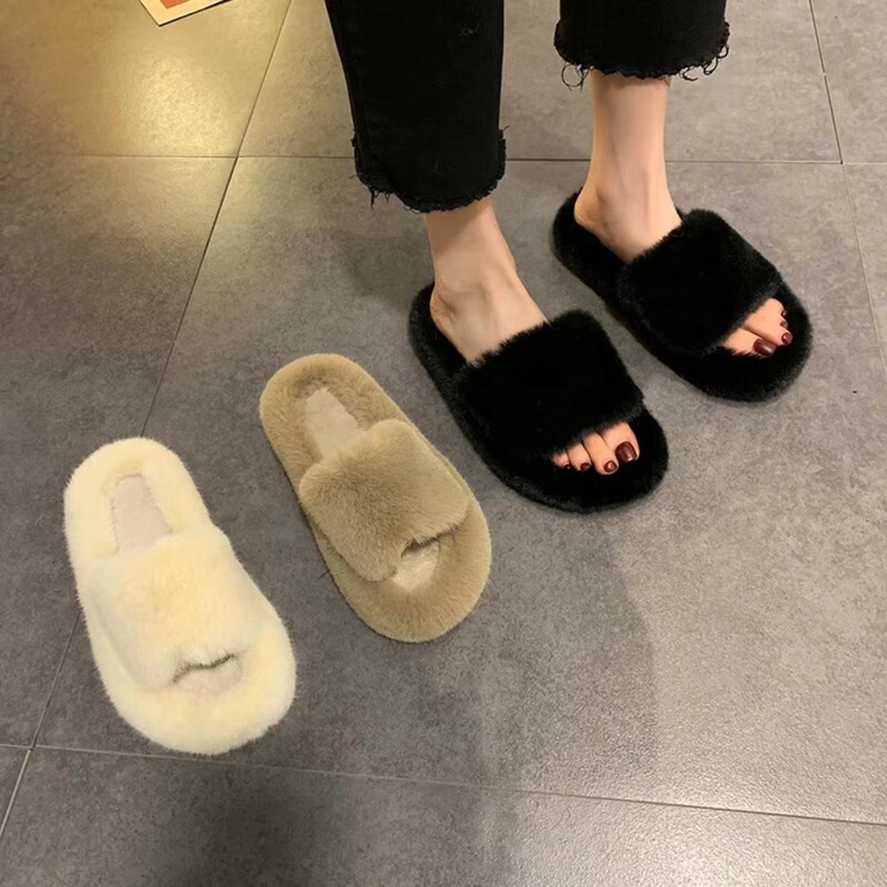 松糕厚底毛毛拖鞋女2025春季新款百搭网红仙女风平底软底外穿拖女|undefined