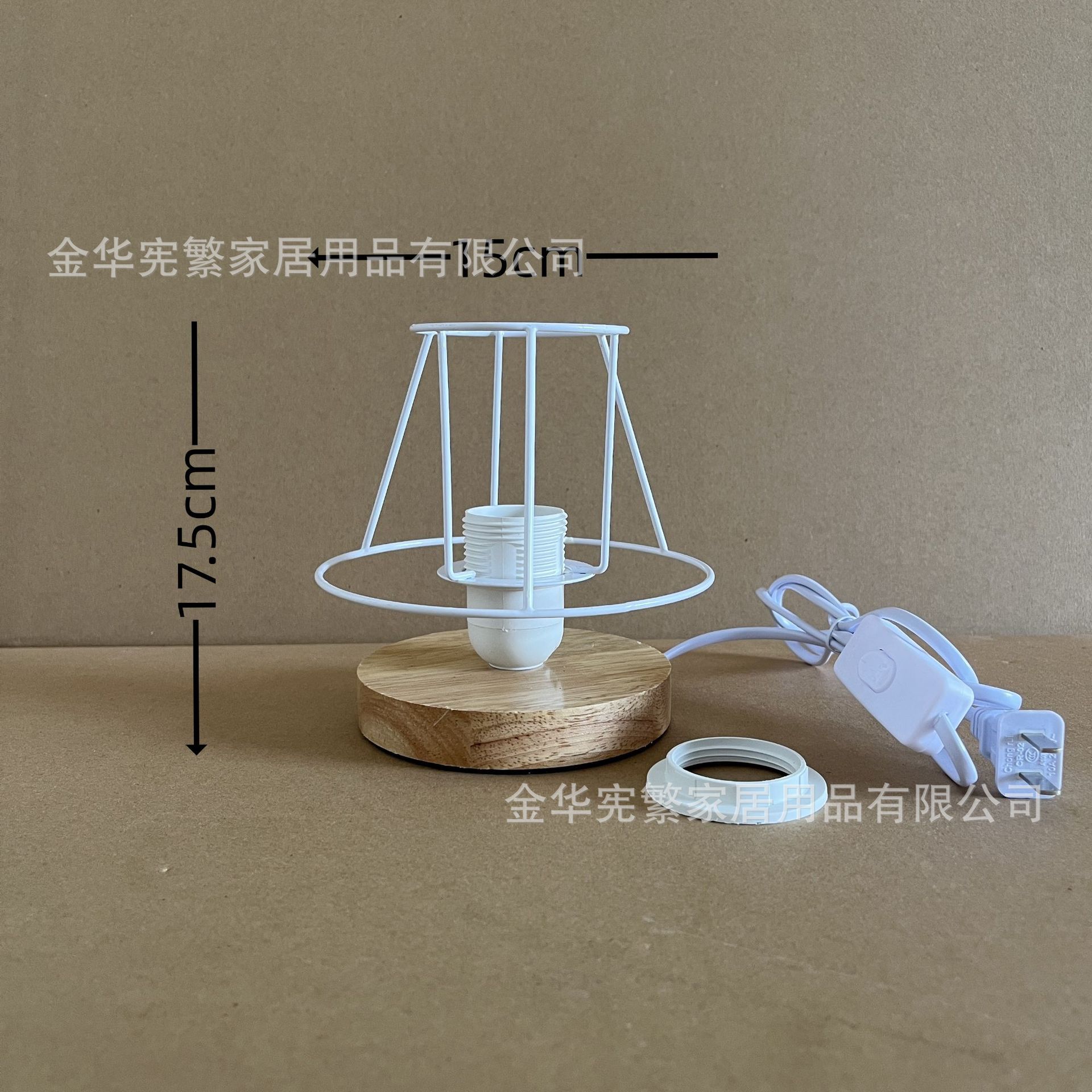 8x15x10 꽃잎 테이블 램프 철제 프레임 + 8.5 높이 반니 통나무 베이스