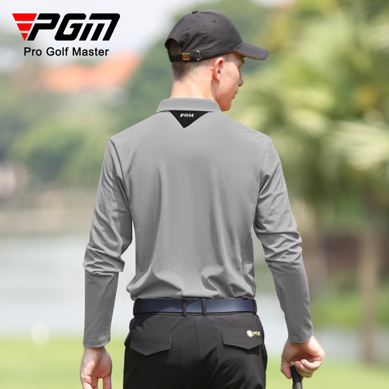 Áo polo nam dài tay cổ lật PGM mùa đông — YF480-màu trắng, YF480-màu xám, YF480-Đen