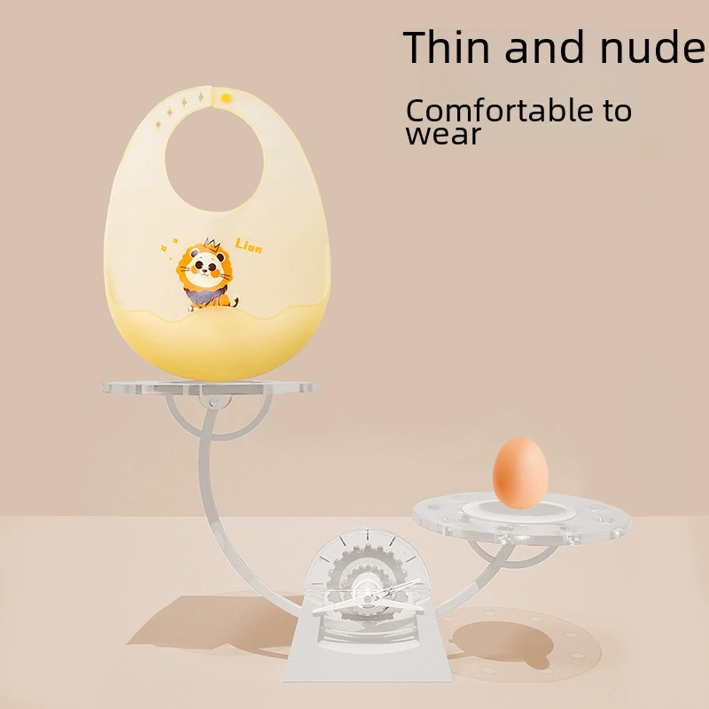 Children's ultra thin silicone soft light and thin waterproof eating bib for food, with pocket
