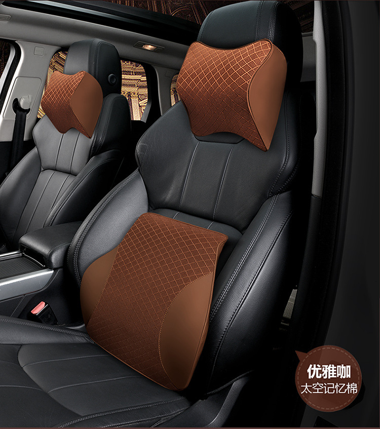 Factory cross-border direct sales car comfortable soft memory cotton headrest waist car wear-resistant breathable neck pillow waist cushion