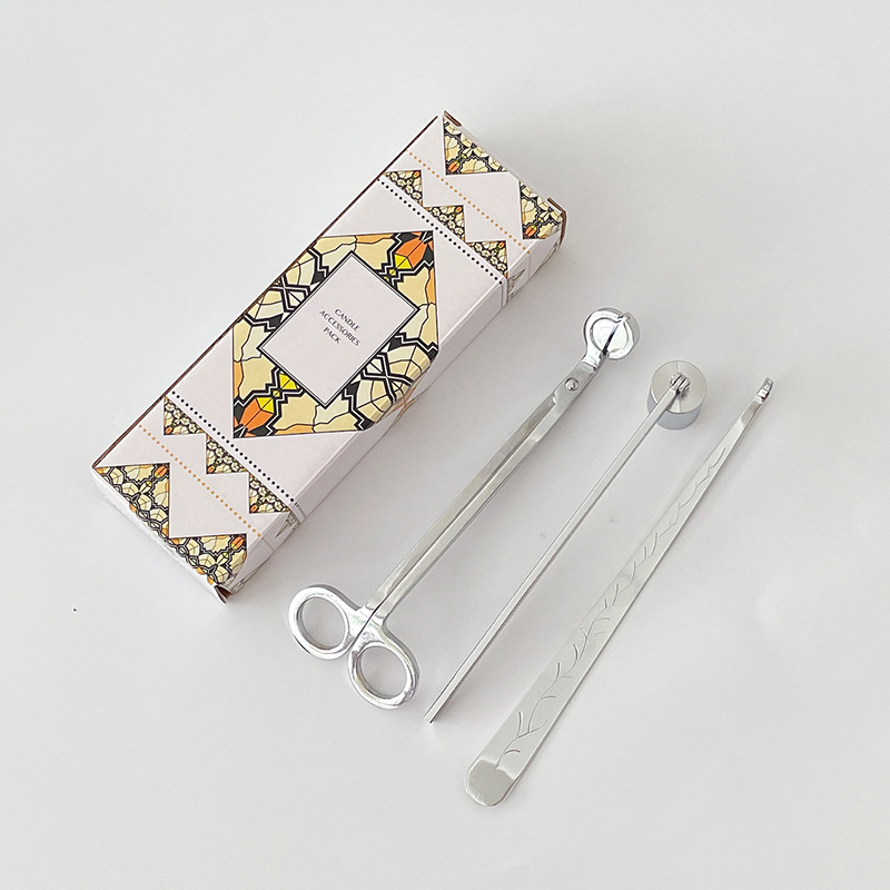 Conjunto de herramientas para velas de aromaterapia - Diseño moderno simple, incluye cortador de vela de acero inoxidable, extintor de vela y encendedor, venta al por mayor