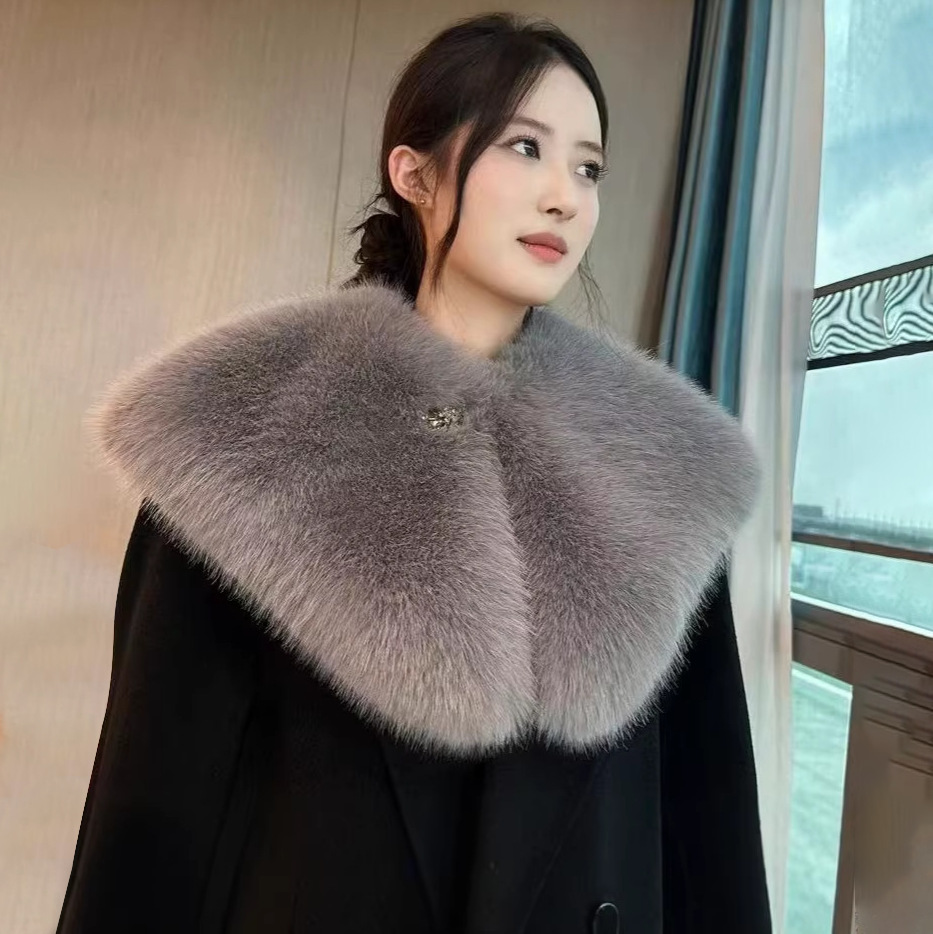 Autumn and Winter Warm Fox Fur Shoulder Wrap Thickened Shawl Cross-Border Bestseller Elegant Cheongsam Cape Top Factory Direct Sale