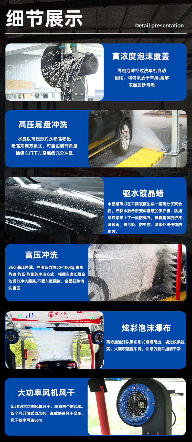 Customized commercial high-pressure car wash machine, contactless cleaning machine for car wash shops, with scan code payment, 360 car wash machine