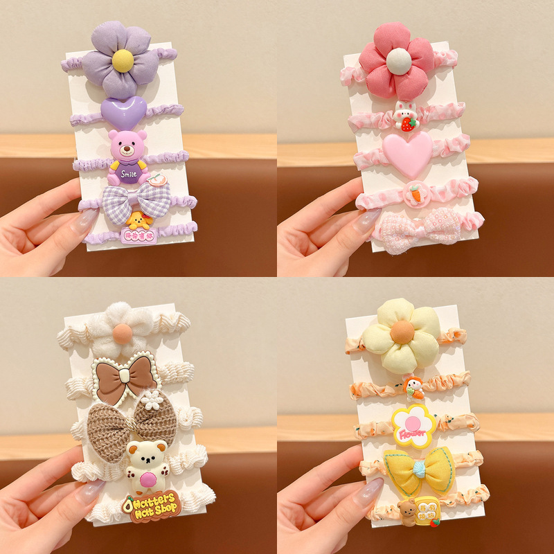 Otoño y invierno niños leche de café flor cabello anillo de cabello chica lindo cabello de cabello de alta elasticidad elástico