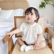 夏季韩版婴幼儿爬服刺绣提花连体衣哈衣包屁衣女宝宝百日宴衣服