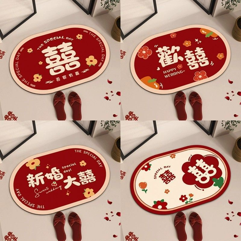 재고 있음 도매 빨간색 축제 결혼식 규조토 진흙 바닥 매트 웨딩 룸 장식 담요 욕실 흡수성 속건성 미끄럼 방지 매트