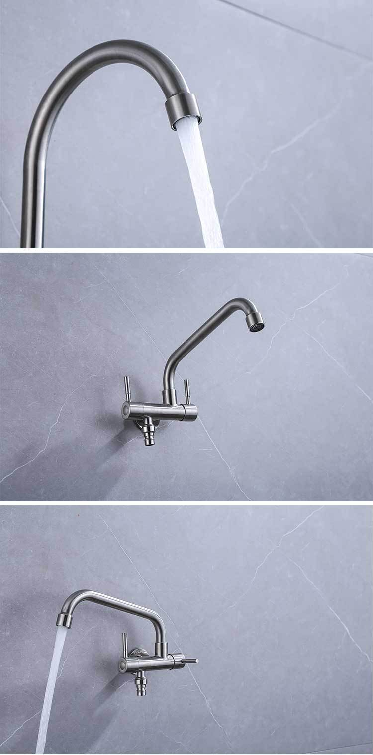 304 stainless steel balcony, one in and two out, dual switch, dual water outlet, washing machine, mop sink, dual control faucet Application Scenario