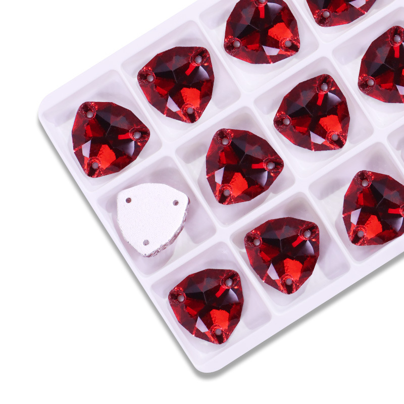 Triángulo gordo plano taladro de costura de mano triángulo gordo de vidrio de botón plano accesorios joyería DIY accesorios de ropa taladro