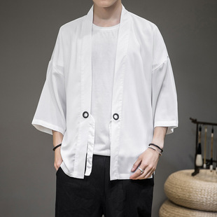 2024 Chinese Style Men's Wear Japanese Style Summer Lightweight Sunscreen Clothing Hanfu Cardigan Large Size Retro Fashionable Robe Jacket
