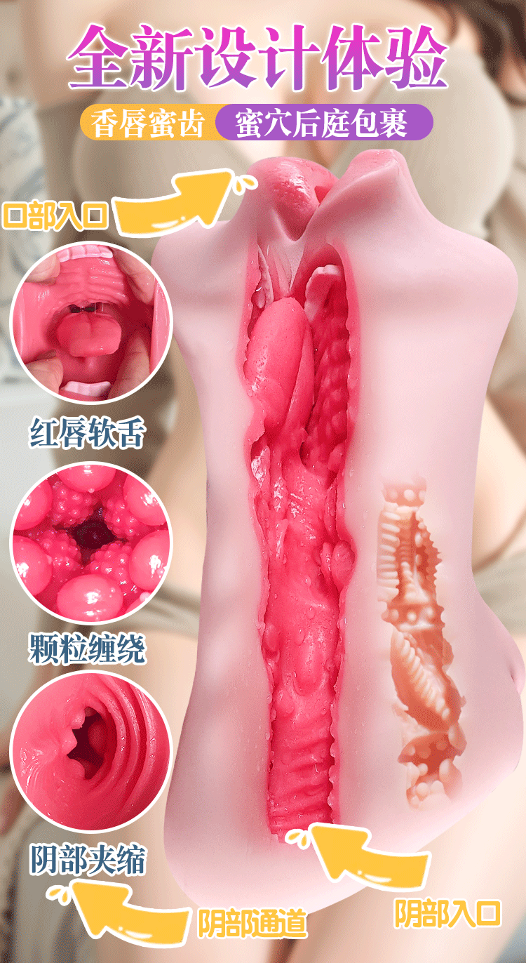 Jiuai Airplane Cup Male Masturbator TPE Three-Hole Realistic Stroker — detail image 4