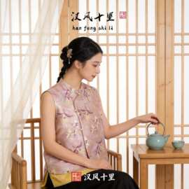 汉风十里马甲女秋外穿立领复古盘扣中式开衫斜襟玉兰背心批发