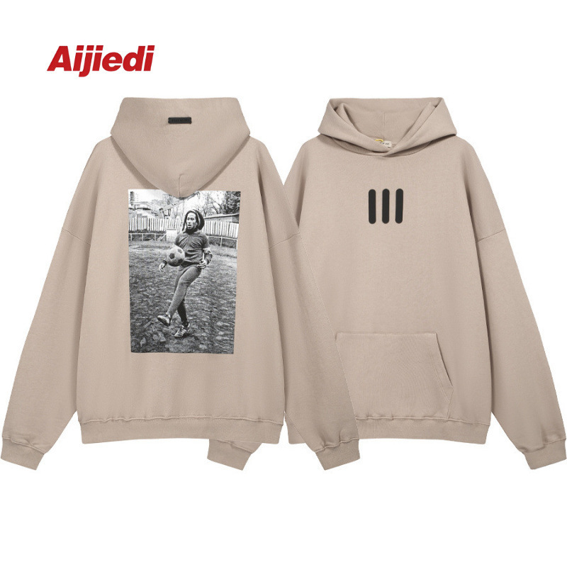 Hooded Sweatshirt Fea Marley Bob of Bar Style Rmarley Three Men's B Joint Ob· Loose God Desert Yellow
