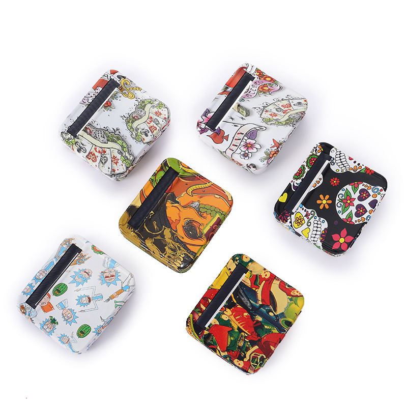 新款70MM金属印花卷烟盒便携式不锈钢卷烟器手动半自动可调节