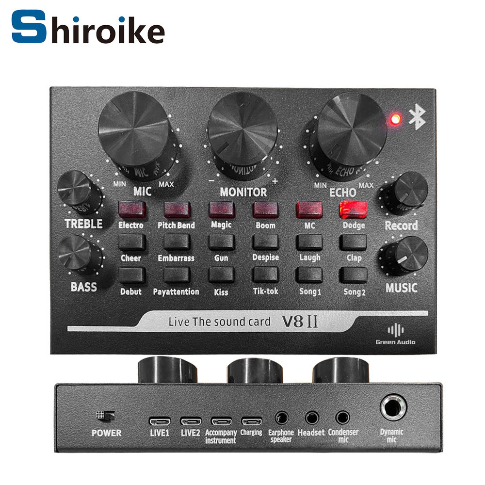 Gax-V8Ii Factory Direct Supply USB Microphone Sound Card Mobile Phone Computer Live Broadcast Karaoke Multi-Purpose Sound Card