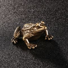 古玩純銅仿古青蛙擺件實心黃銅客廳茶桌蟾蜍茶寵銅蛙中式跨境出口