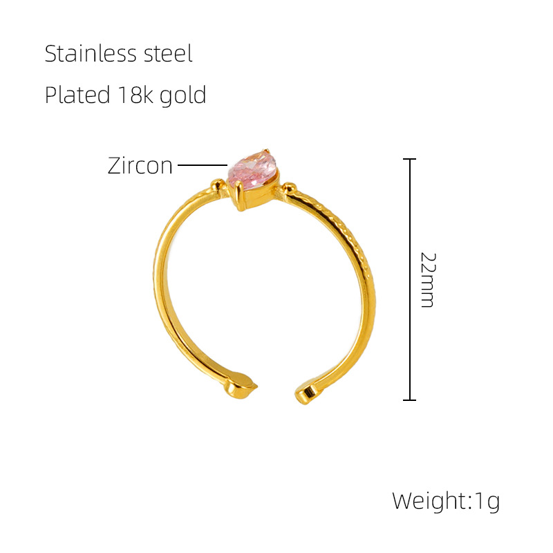 Transfronterizo nuevo acero inoxidable con incrustaciones de circón caballo ojo anillo europeo y americano todo partido titanio acero luz lujo anillo abierto en stock al por mayor